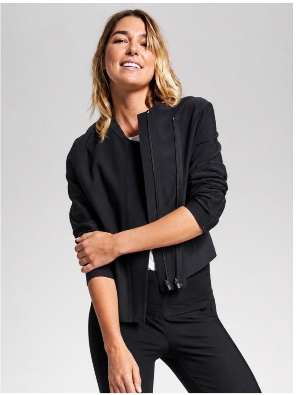 Athleta Stellar Performance Athletic Moto Jacket Lightweight Outdoor Black Small